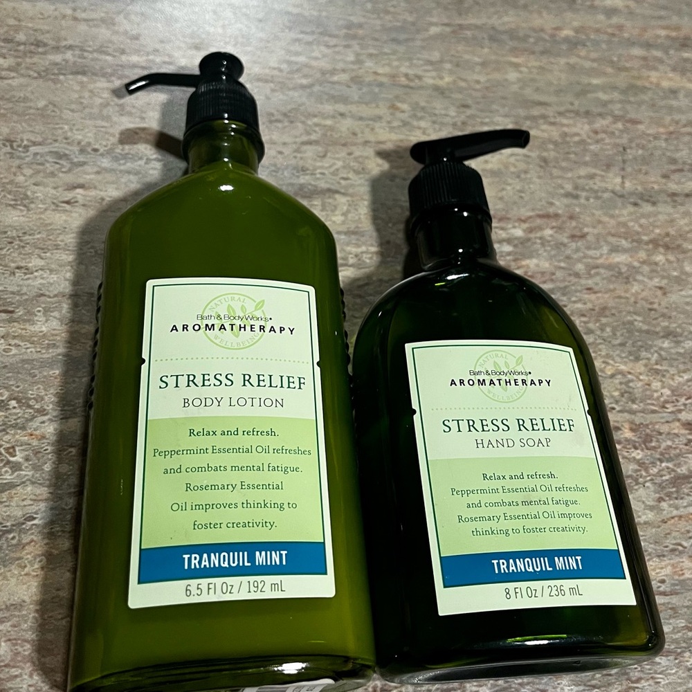 DISCONTINUED Bath & Body Works Tranquil mint hand soap and body lotion. HTF - Picture 2 of 11